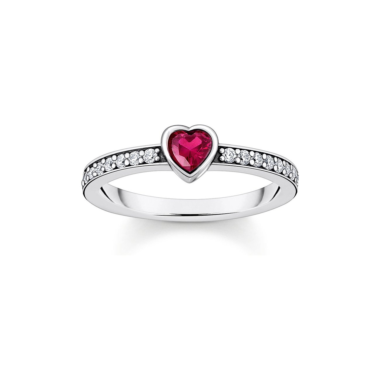 Thomas Sabo Ring aus 925er Silber mit Zirkonia und einem Herz-Farbstein.
