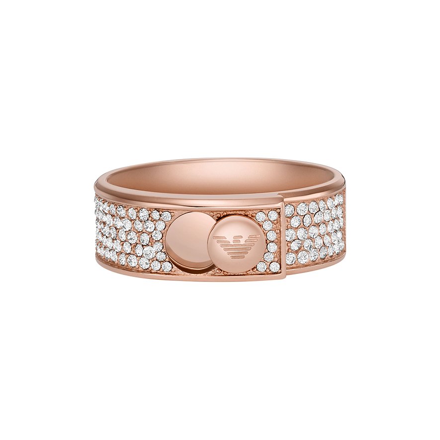 Emporio Armani Ring aus Edelstahl, besetzt mit weißen Zirkonia.