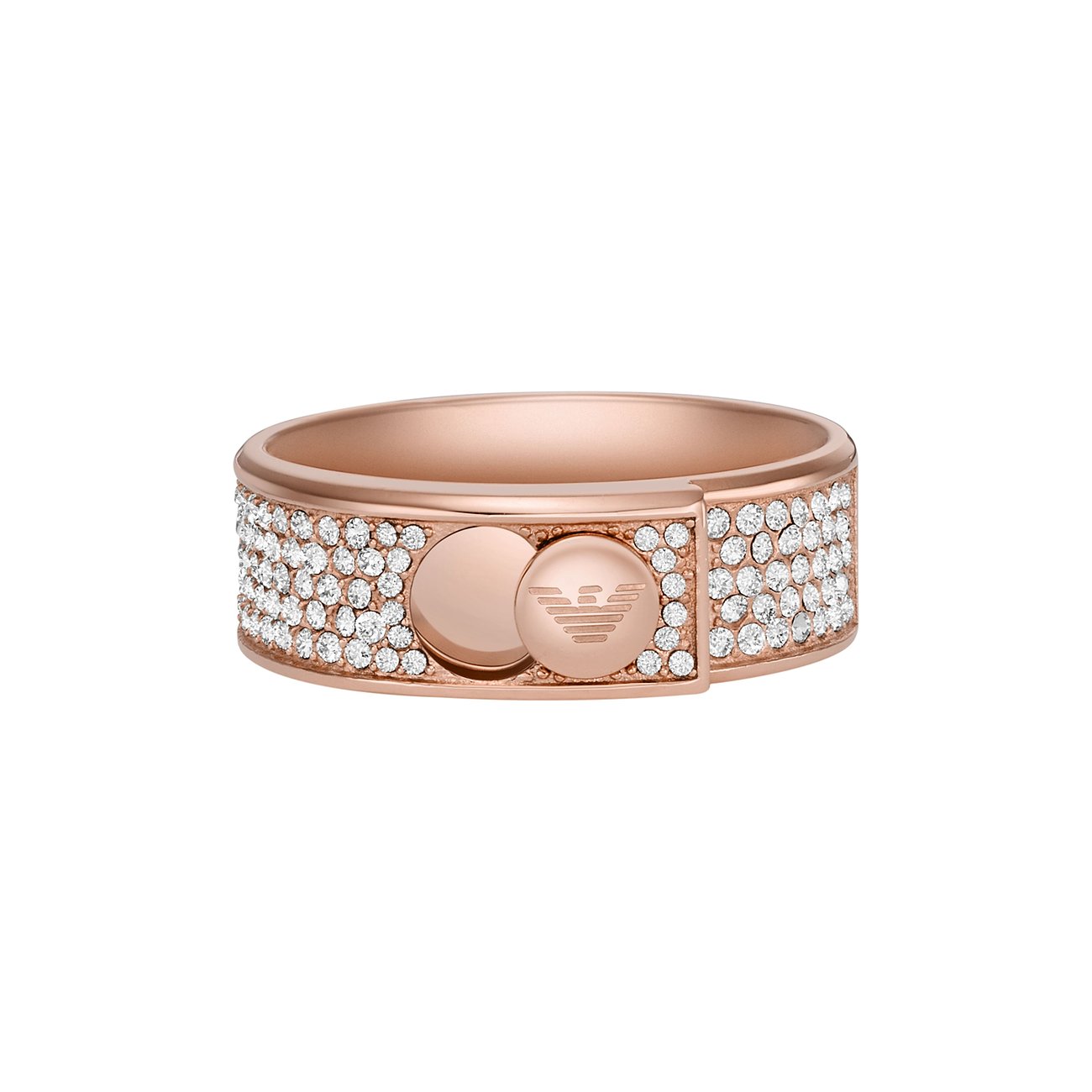 Emporio Armani Ring aus Edelstahl, besetzt mit weißen Zirkonia.