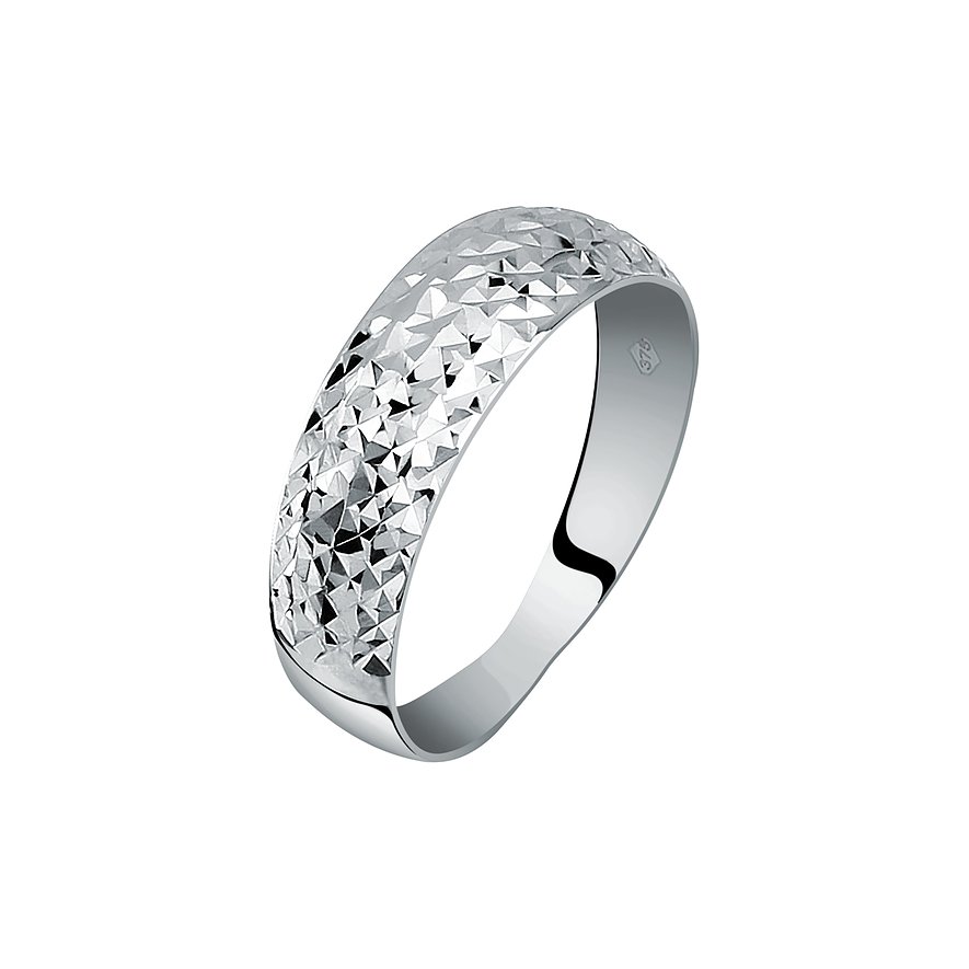 CHRIST Ring aus 375 Weißgold mit Facettenschliff.