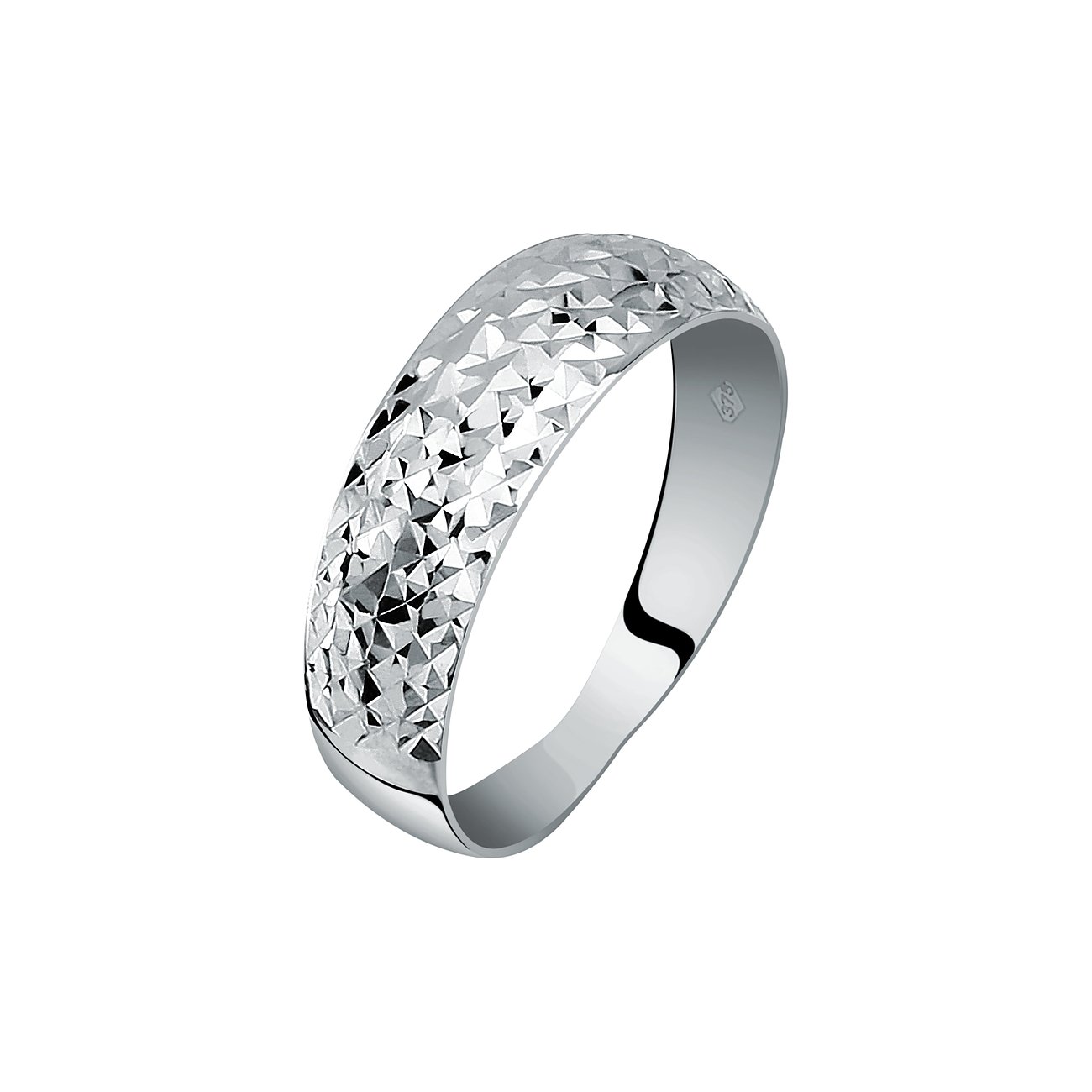 CHRIST Ring aus 375 Weißgold mit Facettenschliff.