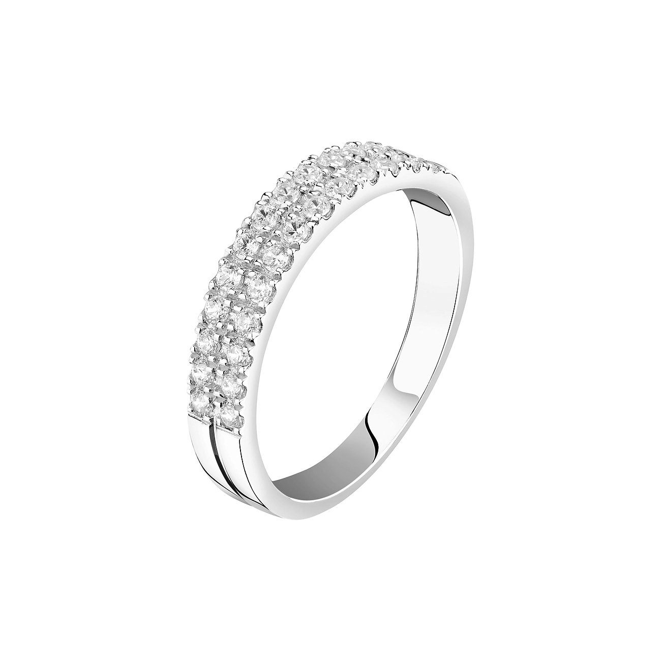 CHRIST Ring aus 585 Weißgold mit Diamanten, zweireihig besetzt.