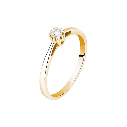 CHRIST Ring aus Gelbgold 585 mit einem einzelnen, runden Diamanten in einer Krappenfassung.