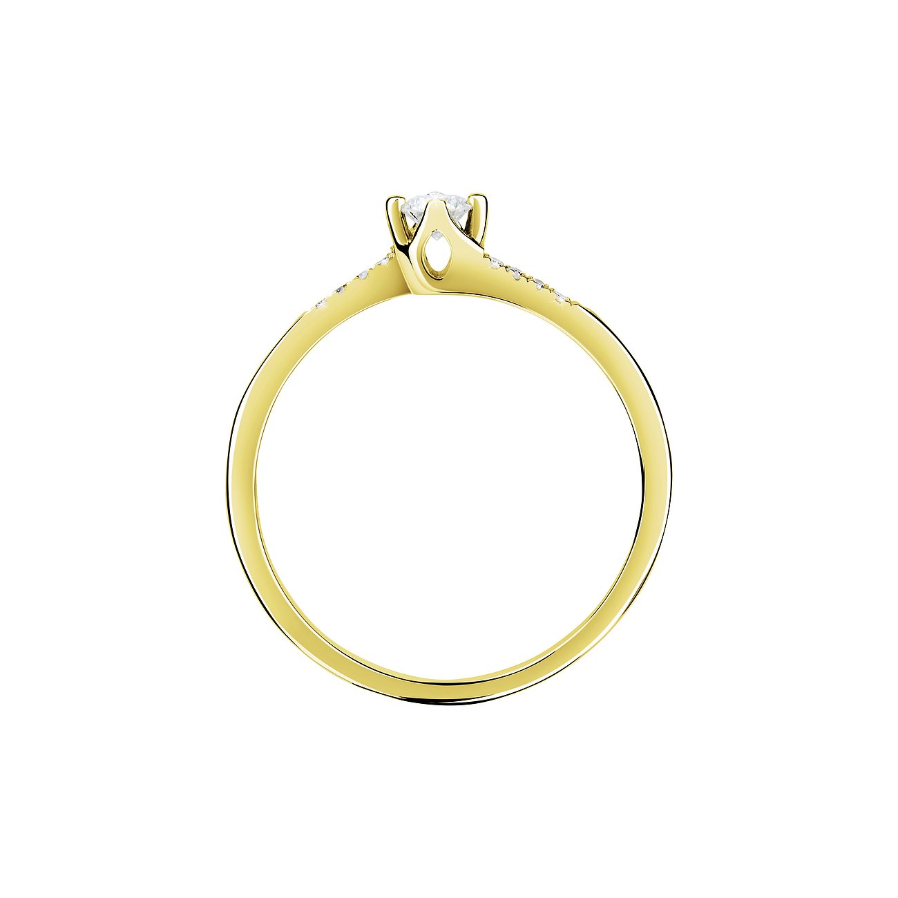 CHRIST Ring aus Gold mit einem einzelnen Diamanten und mehreren kleinen Diamanten seitlich