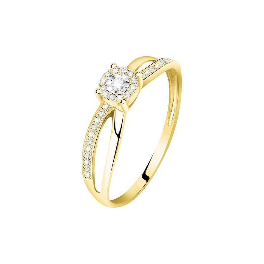 CHRIST Ring aus 585 Gelbgold mit Diamanten, als Verlobungsring mit Pavé-Fassung.