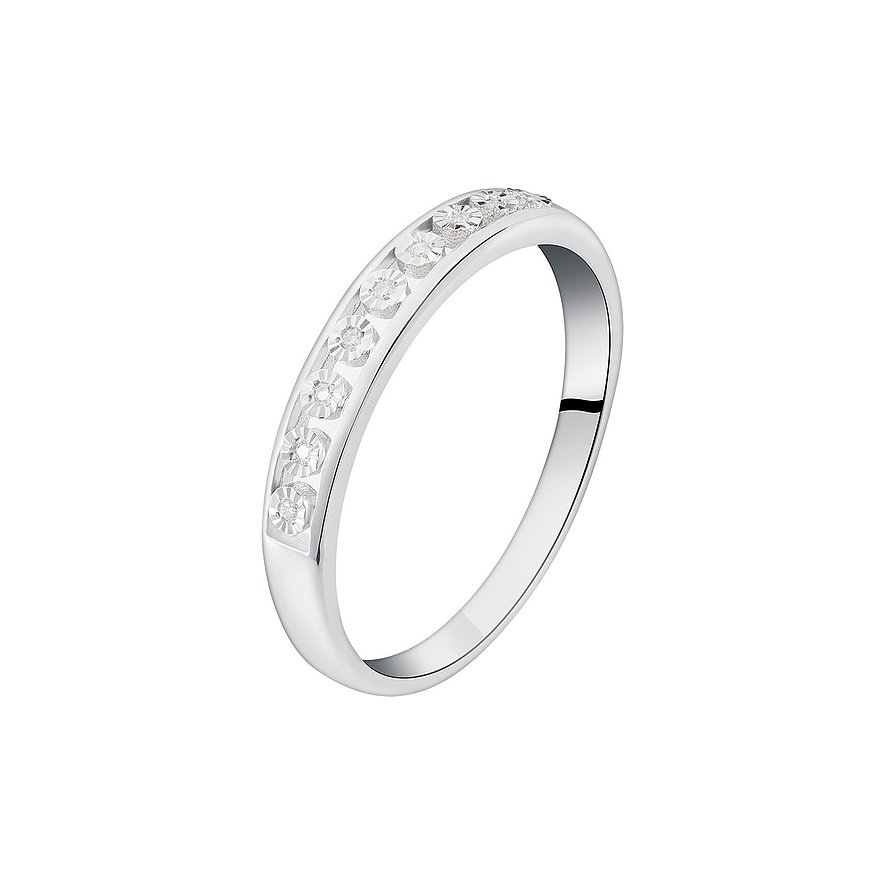 CHRIST Ring aus 585 Weißgold mit sieben funkelnden Diamanten in einer Reihe.
