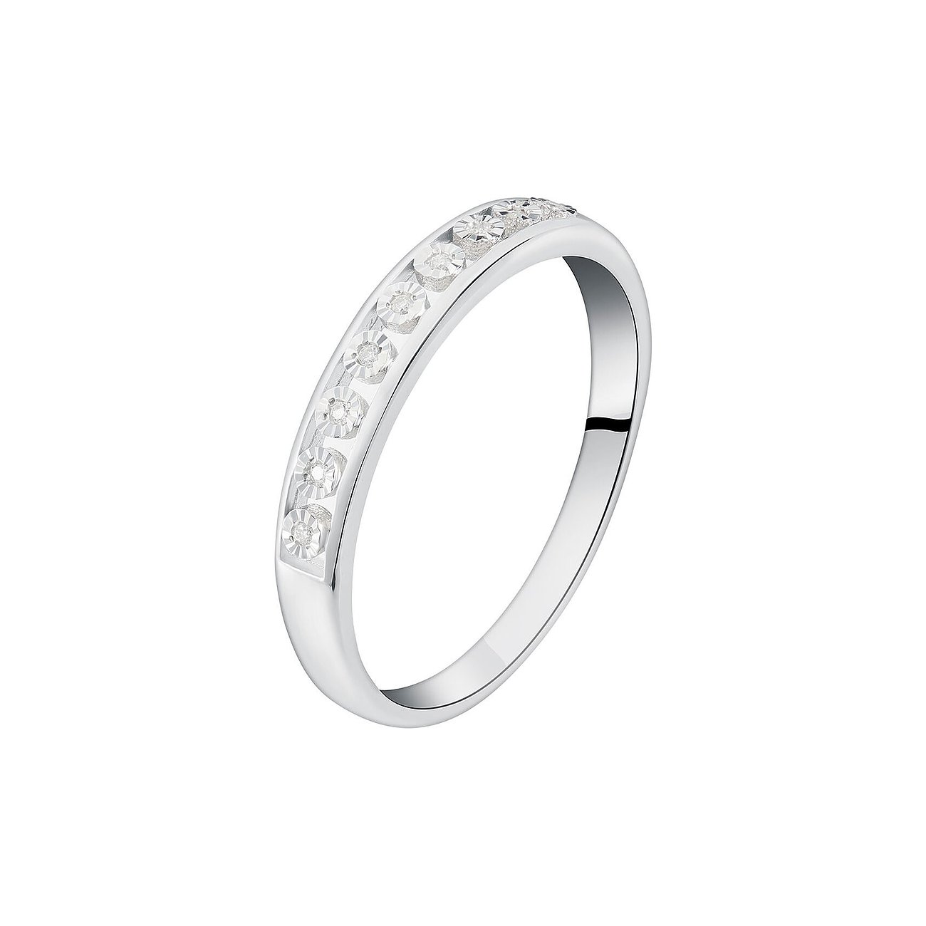 CHRIST Ring aus 585 Weißgold mit sieben funkelnden Diamanten in einer Reihe.