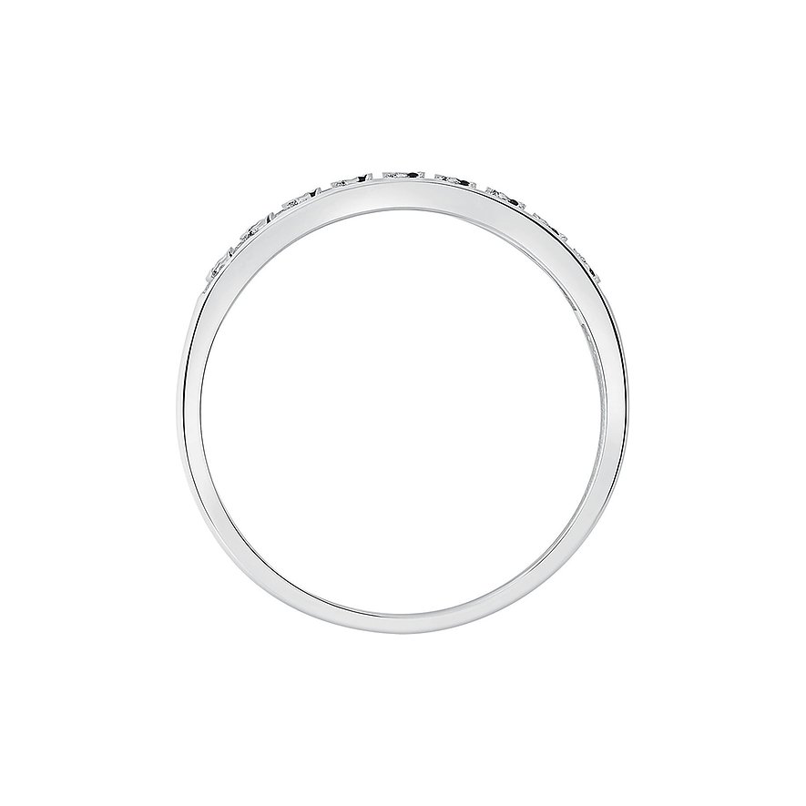 Seitenansicht des CHRIST Rings aus 585 Weißgold, besetzt mit funkelnden Diamanten entlang der Oberseite.