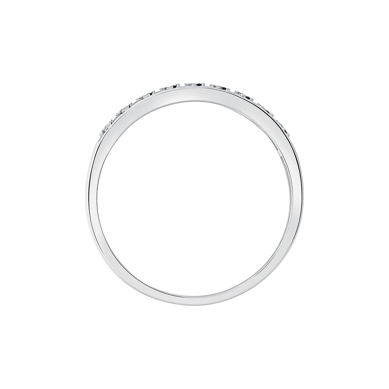 Seitenansicht des CHRIST Rings aus 585 Weißgold, besetzt mit funkelnden Diamanten entlang der Oberseite.