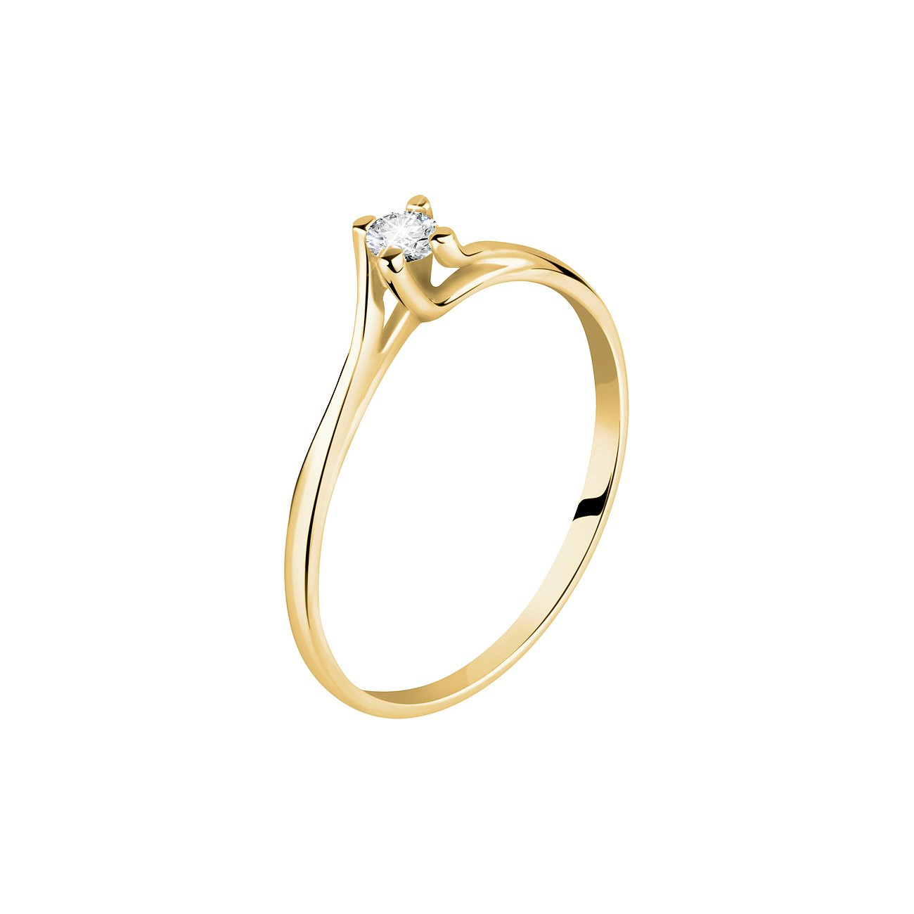 CHRIST Ring aus 585er Gelbgold mit einem funkelnden Diamanten in einer eleganten Fassung aus schlichtem Gelbgold.