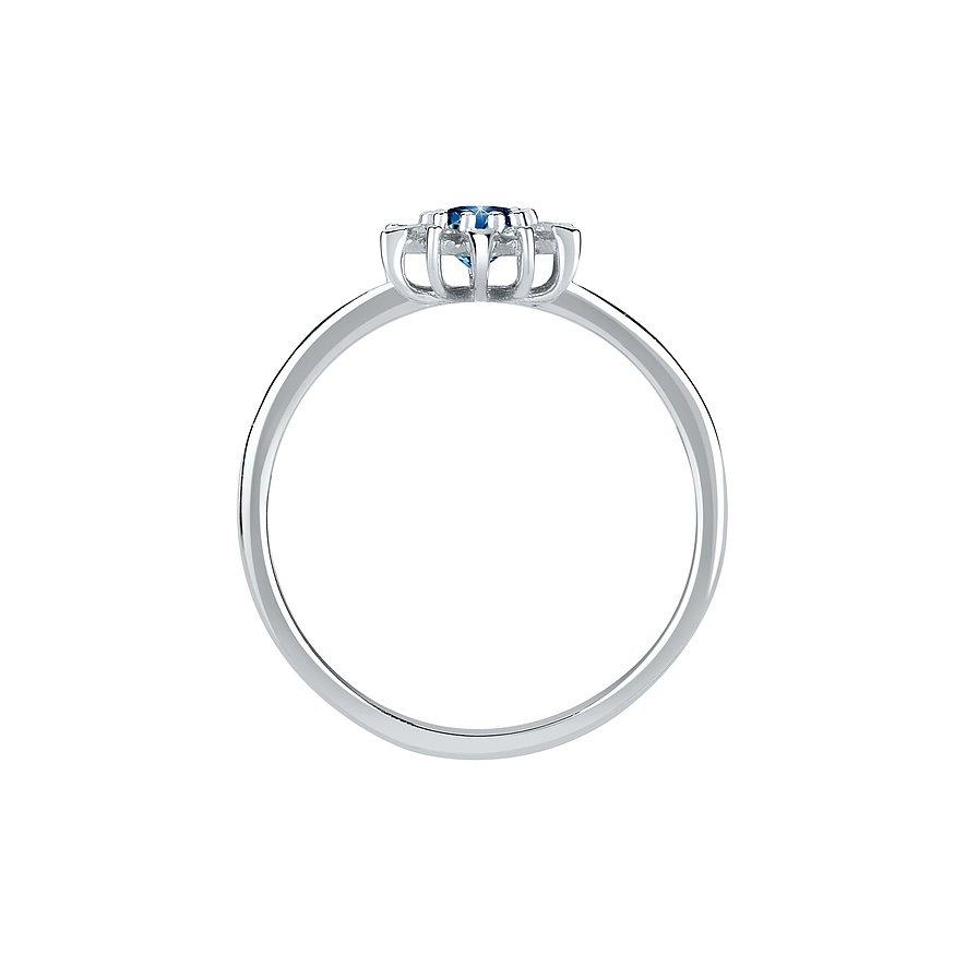 CHRIST Ring aus 585 Wei bgold von der Seite mit einem Saphir Stein in der Mitte