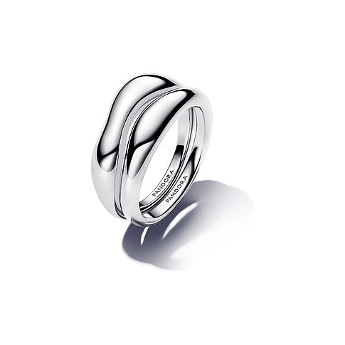 Pandora Ring aus 925er Silber, zweifach geschwungenes Design.