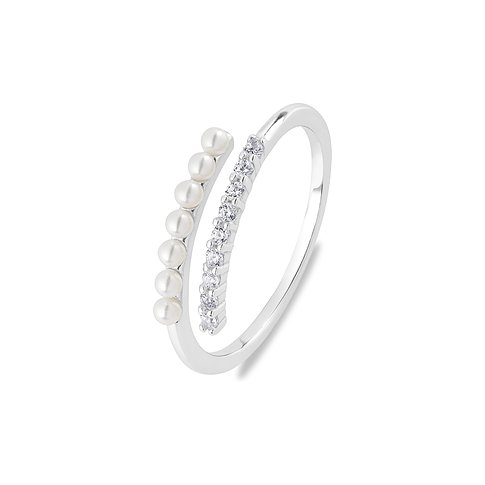 CHRIST Ring aus 925er recyceltem Silber mit Perlen und Zirkonia.