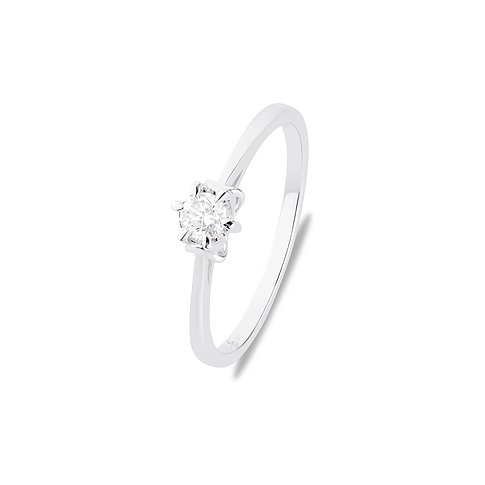 Ein funkelnder CHRIST Ring aus glänzendem 585er Weißgold, besetzt mit einem zentrierten, runden Diamanten.