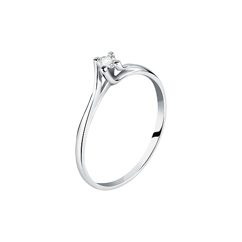 CHRIST Ring aus 585er Weißgold mit einem mittig sitzenden, funkelnden Diamanten