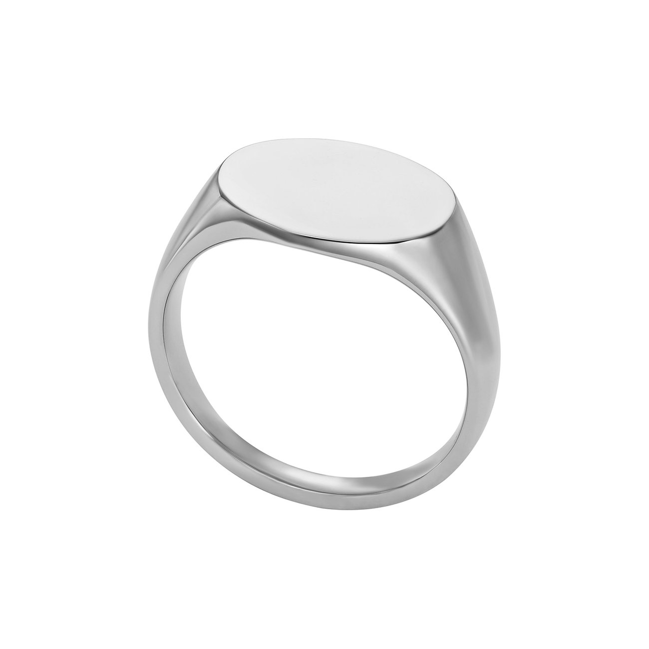 Fossil Ring aus Edelstahl, oval, silberfarben.