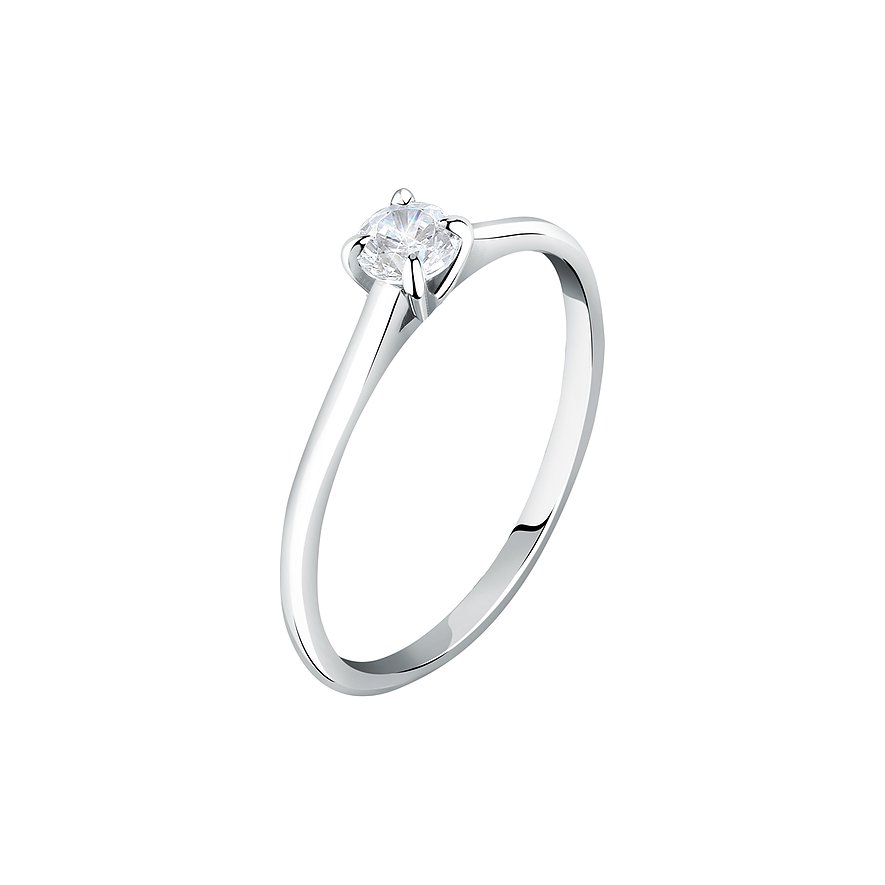 Live Diamond Ring aus 375 Weißgold mit Diamant, Solitär.