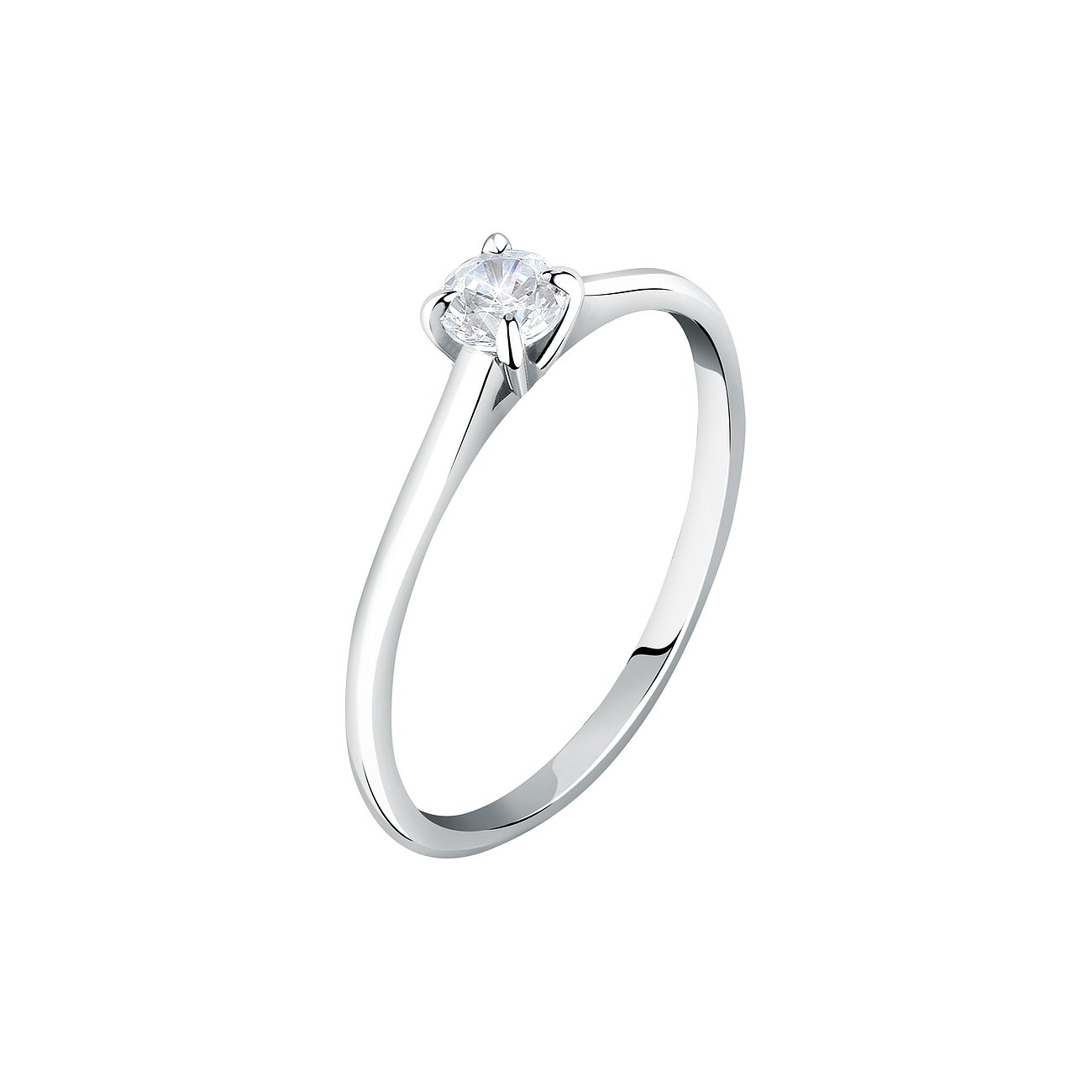 Live Diamond Ring aus 375 Weißgold mit Diamant, Solitär.