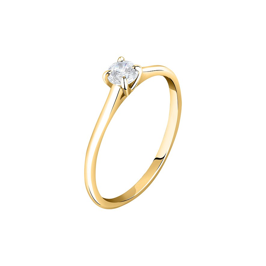 Live Diamond Ring aus 375 Gelbgold mit Diamant im Solitärschliff.