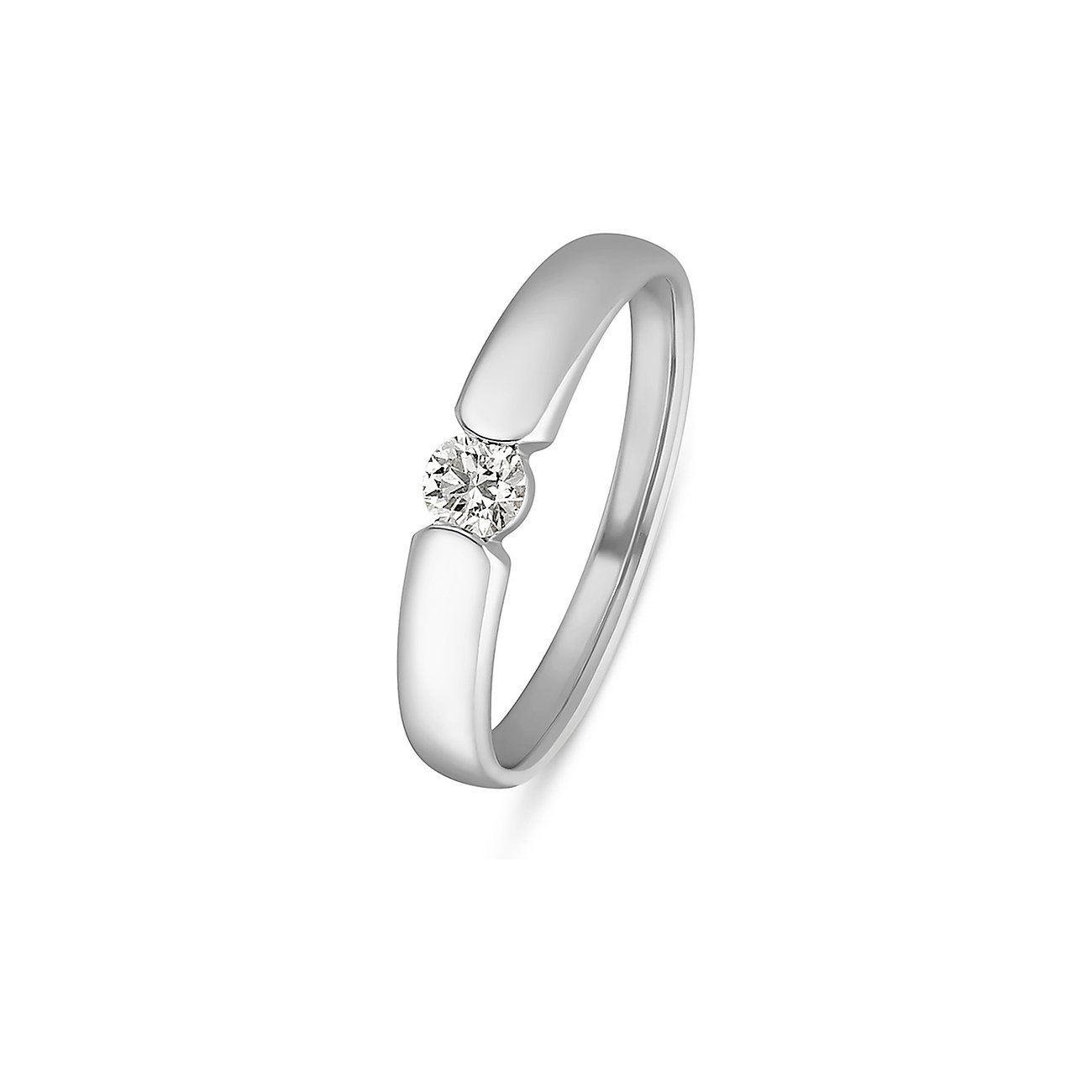 CHRIST Weißgoldring aus 585 Weißgold mit einem mittig eingefassten runden Diamanten.