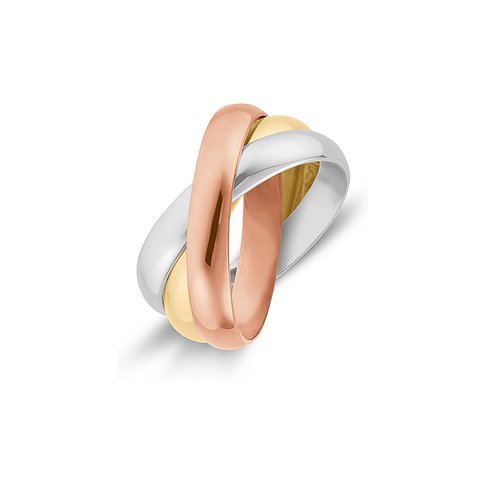 CHRIST Ring aus 585 Gelbgold, Weißgold und Rotgold, dreifarbig.