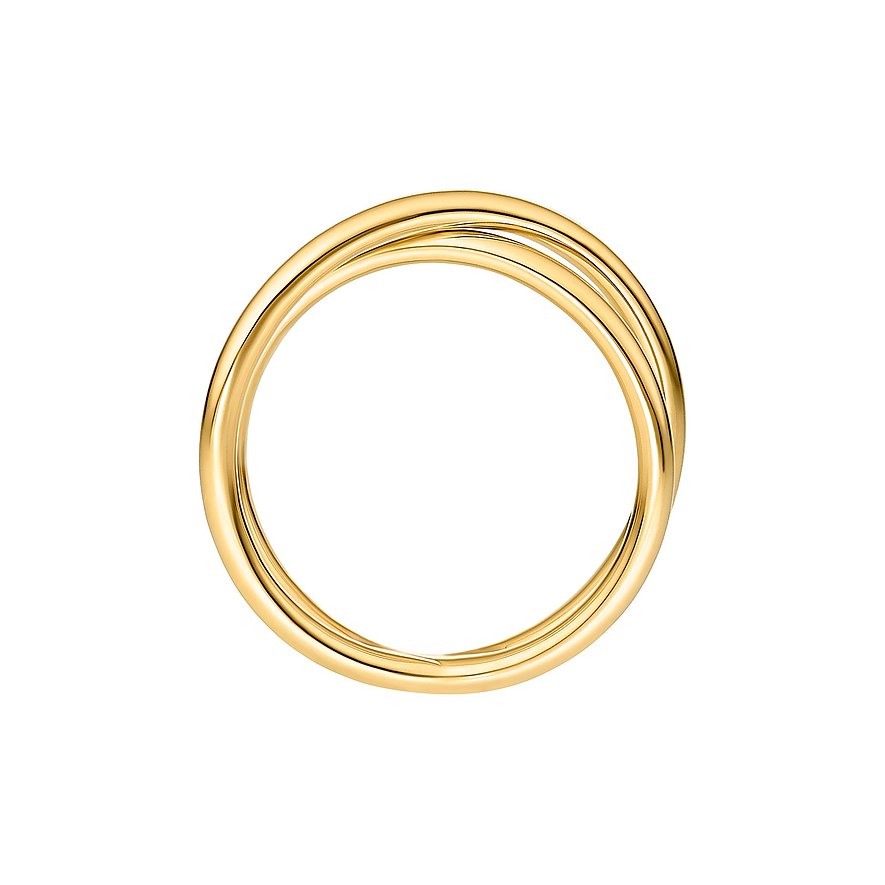 CHRIST Ring aus 375 Gelbgold, poliert, mit drei verschlungenen Ringen.