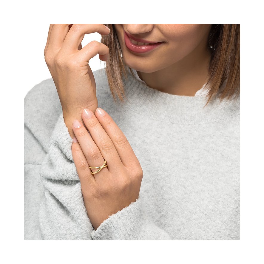 CHRIST Ring aus 375 Gelbgold mit gekreuztem Design.