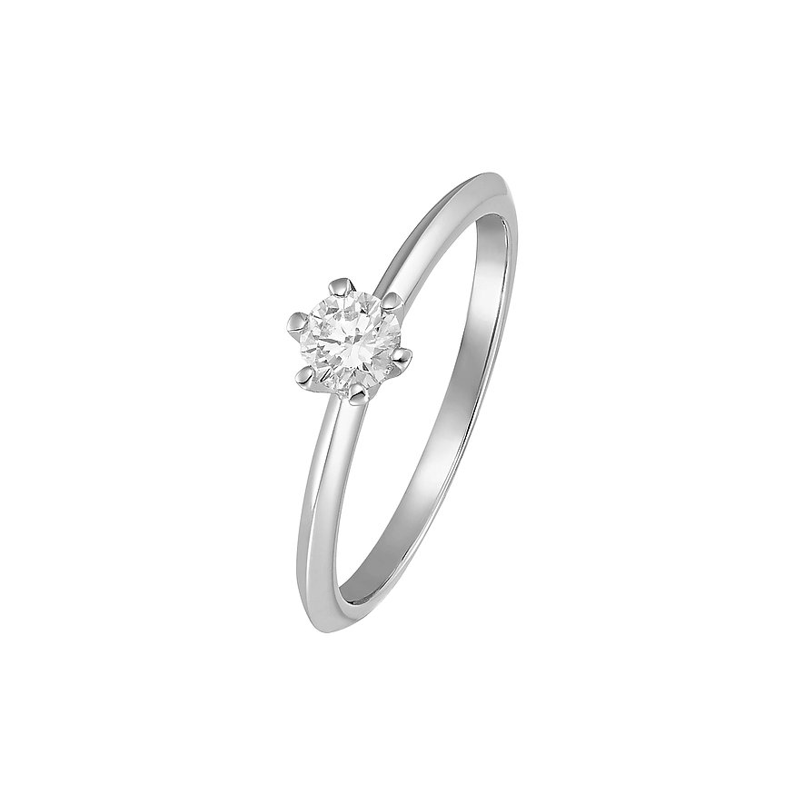 CHRIST Diamantring aus Platin 950, mit einem zentral gefassten Diamanten im Brillantschliff.