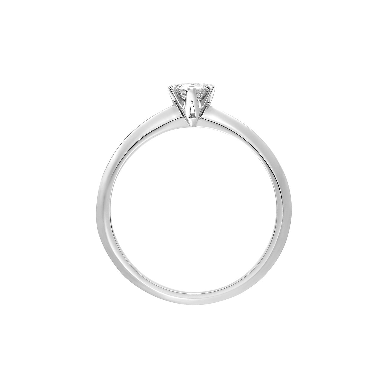 CHRIST Platin 950 Ring mit einer Diamantfassung von der Seite, nah aufgenommen.