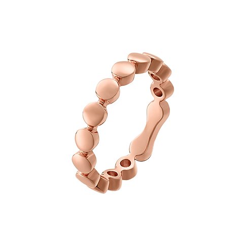 CHRIST 585er Roségold Ring, der aus einer Reihe von aneinandergereihten, runden Elementen besteht, auf weißem Hintergrund.