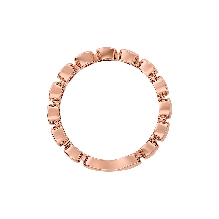CHRIST Ring aus 585 Roségold, mit einem Teil des Rings als glattes Band und dem Rest mit versetzten Elementen.