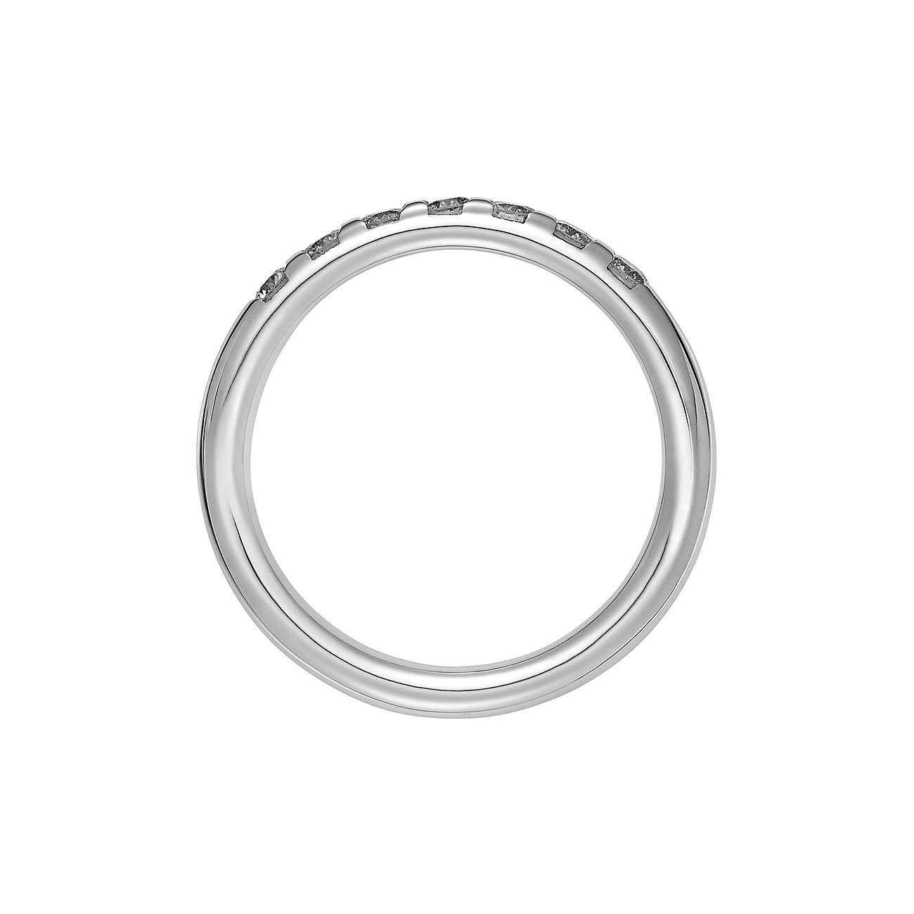 Ein CHRIST Ring aus 585er Weißgold, besetzt mit mehreren funkelnden Diamanten, von schräg oben aufgenommen.