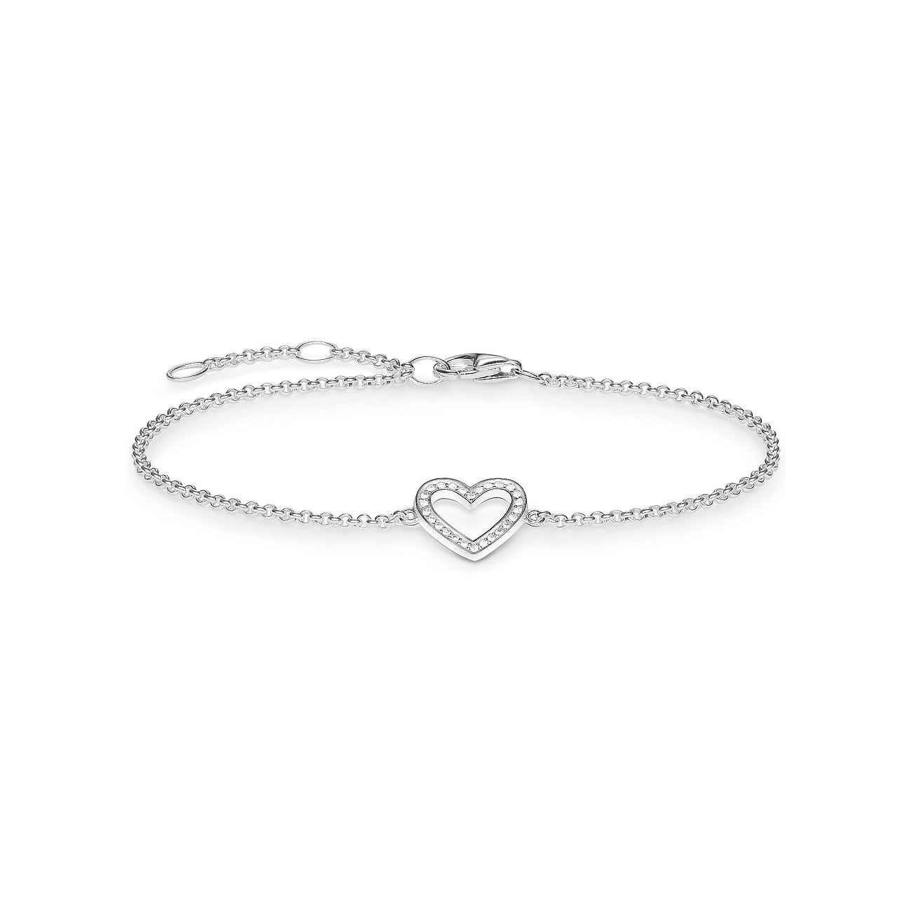 Thomas Sabo Armband aus 925er Silber mit Zirkonia im Herz-Anhänger.