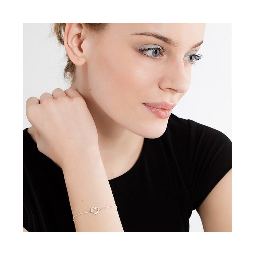 Thomas Sabo Armband aus 925er Silber mit Zirkonia und Herz-Anhänger.