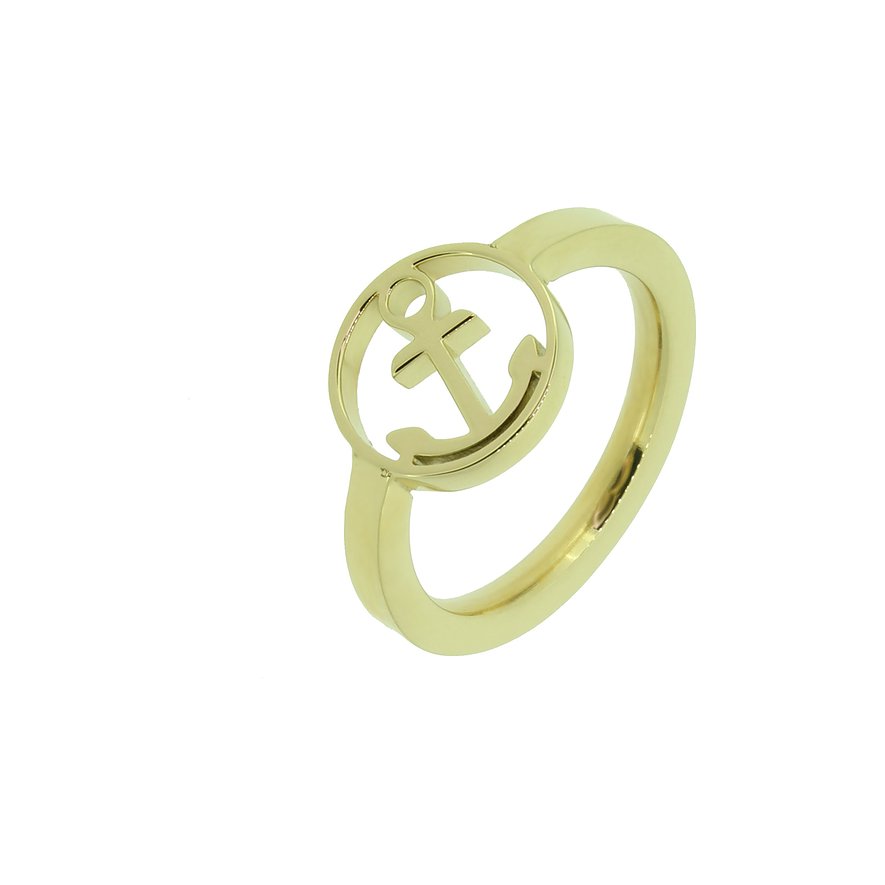 Hafen-Klunker Ring aus Edelstahl mit Anker-Motiv.
