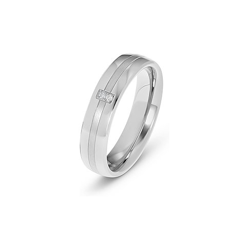 CHRIST Ring aus 925er Silber, platiniert, mit Diamanten und mattem Streifen.
