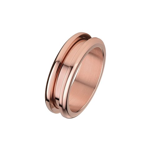 Bering Ring aus Edelstahl, roségoldfarben, mit gerilltem Design.