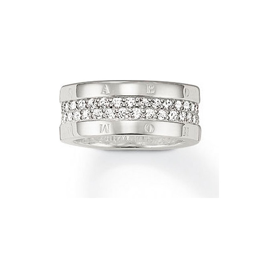 Thomas Sabo Herrenring, Zirkonia, Herren, 925er Silber, silber, Größe: 52