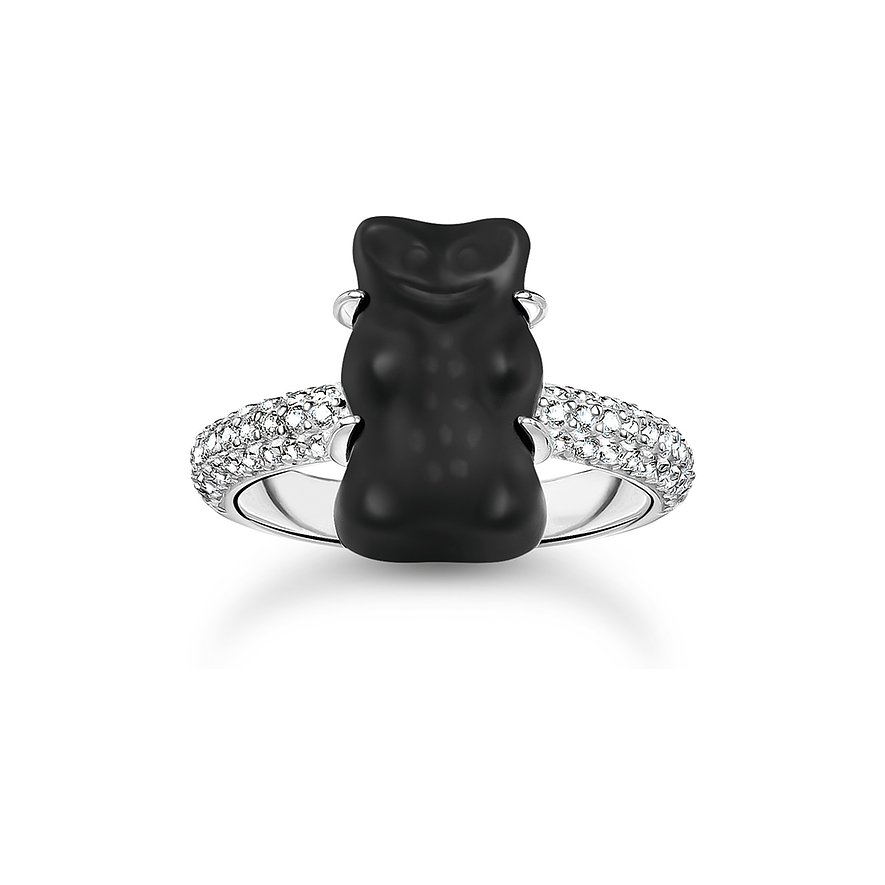 Thomas Sabo Damenring Charming, Zirkonia, Damen, 925er Silber, schwarz, Größe: 52