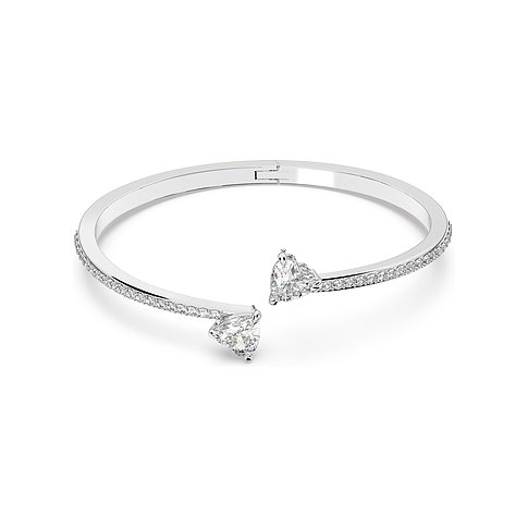 Swarovski Armreif aus Metall, verziert mit Swarovski-Kristallen in Herzform und einer Reihe kleiner Kristalle.