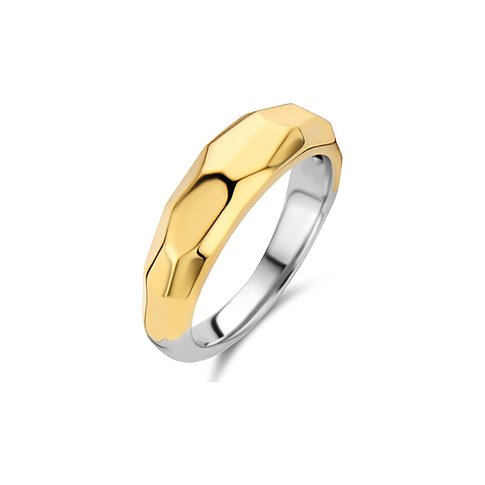 Ti Sento - Milano bague en argent 925 avec dessus facetté couleur or et intérieur lisse couleur argent.