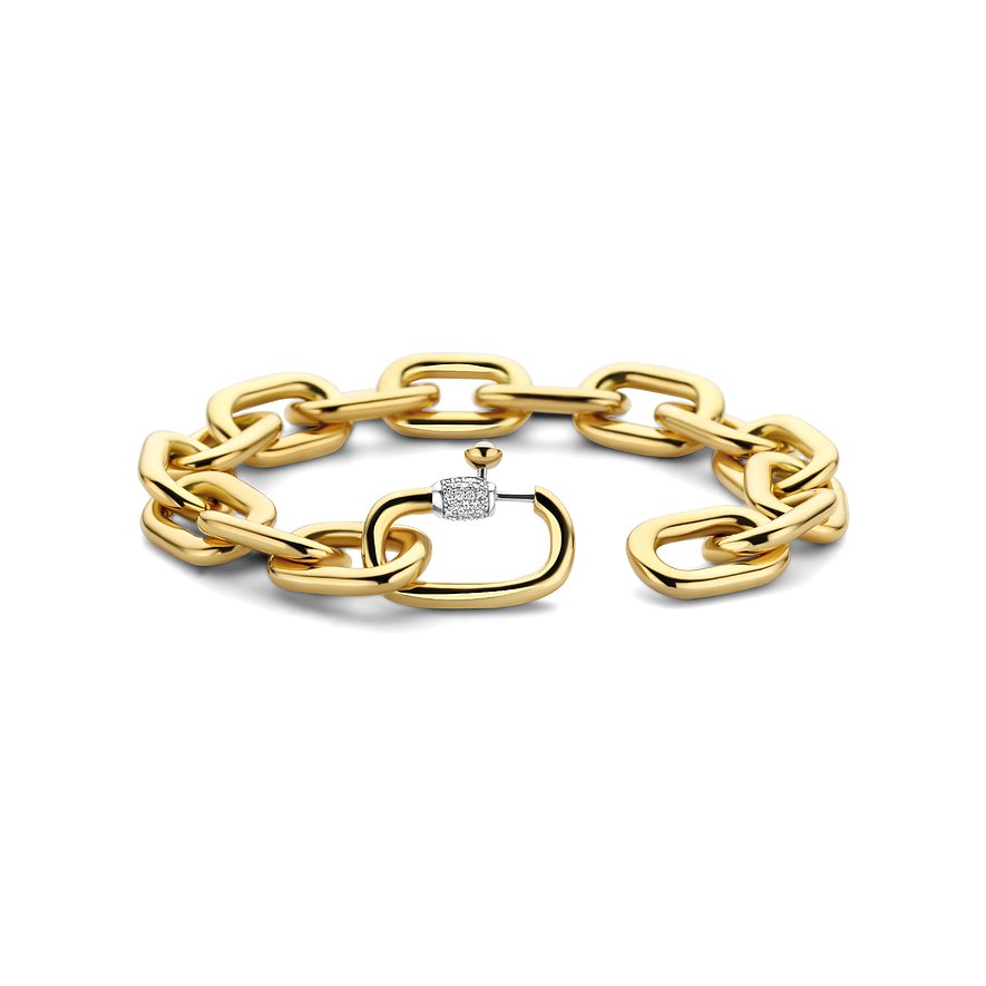 Ti Sento - Bracelet Milano en argent sterling 925 plaqué or, grands maillons et fermoir oxyde de zirconium blanc.