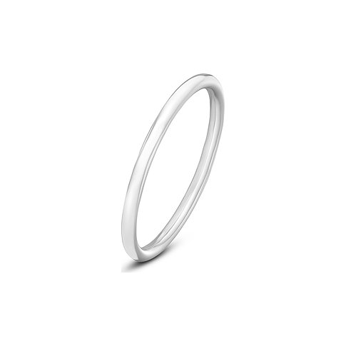 Ein glänzender 375er Weißgoldring, der aufrecht steht und einen schlichten, polierten Stil aufweist.