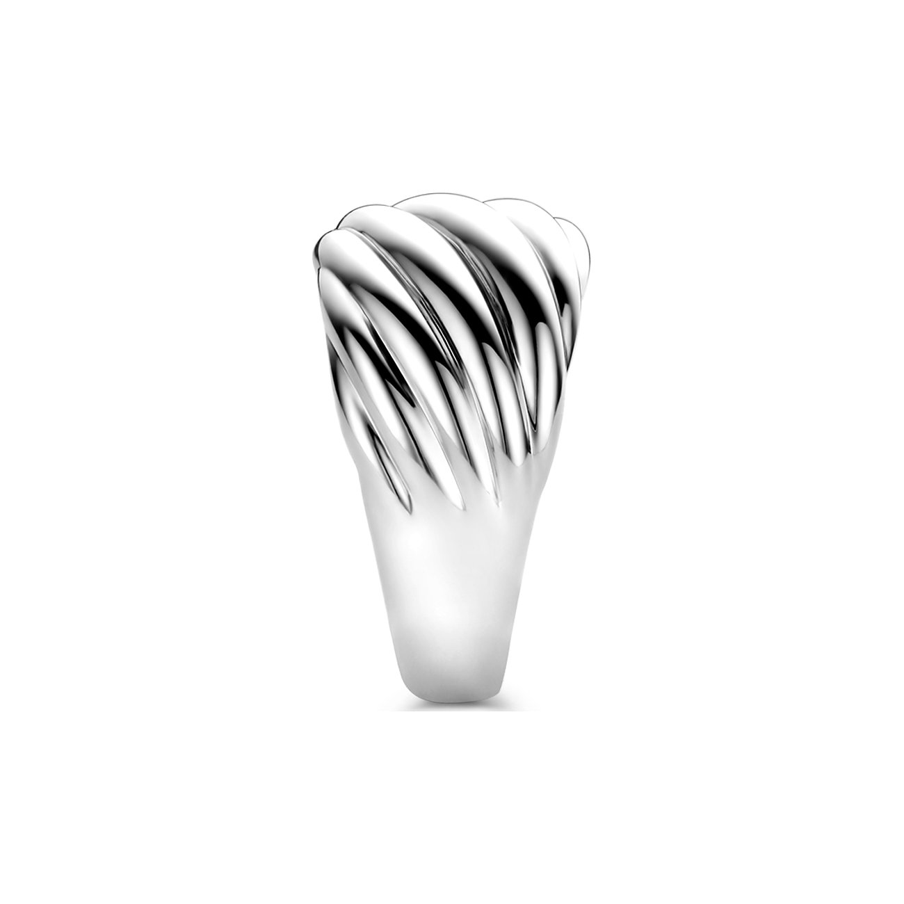Ti Sento - Milano 925er Silberring mit einer spiralförmig gerippten, glänzenden Oberfläche.