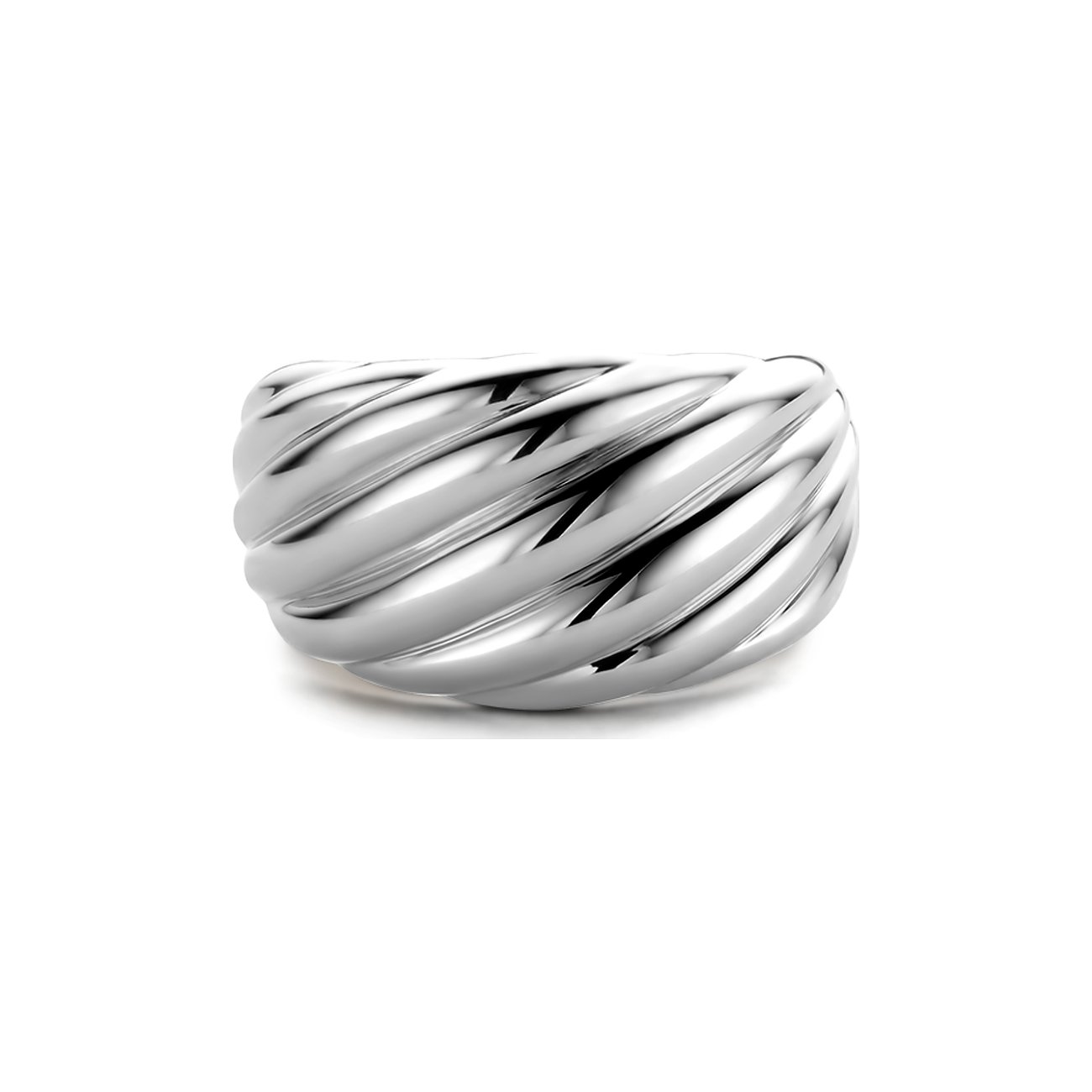Ti Sento - Milano 925er Silberring mit gewelltem Design und glänzender Oberfläche als breites Band.