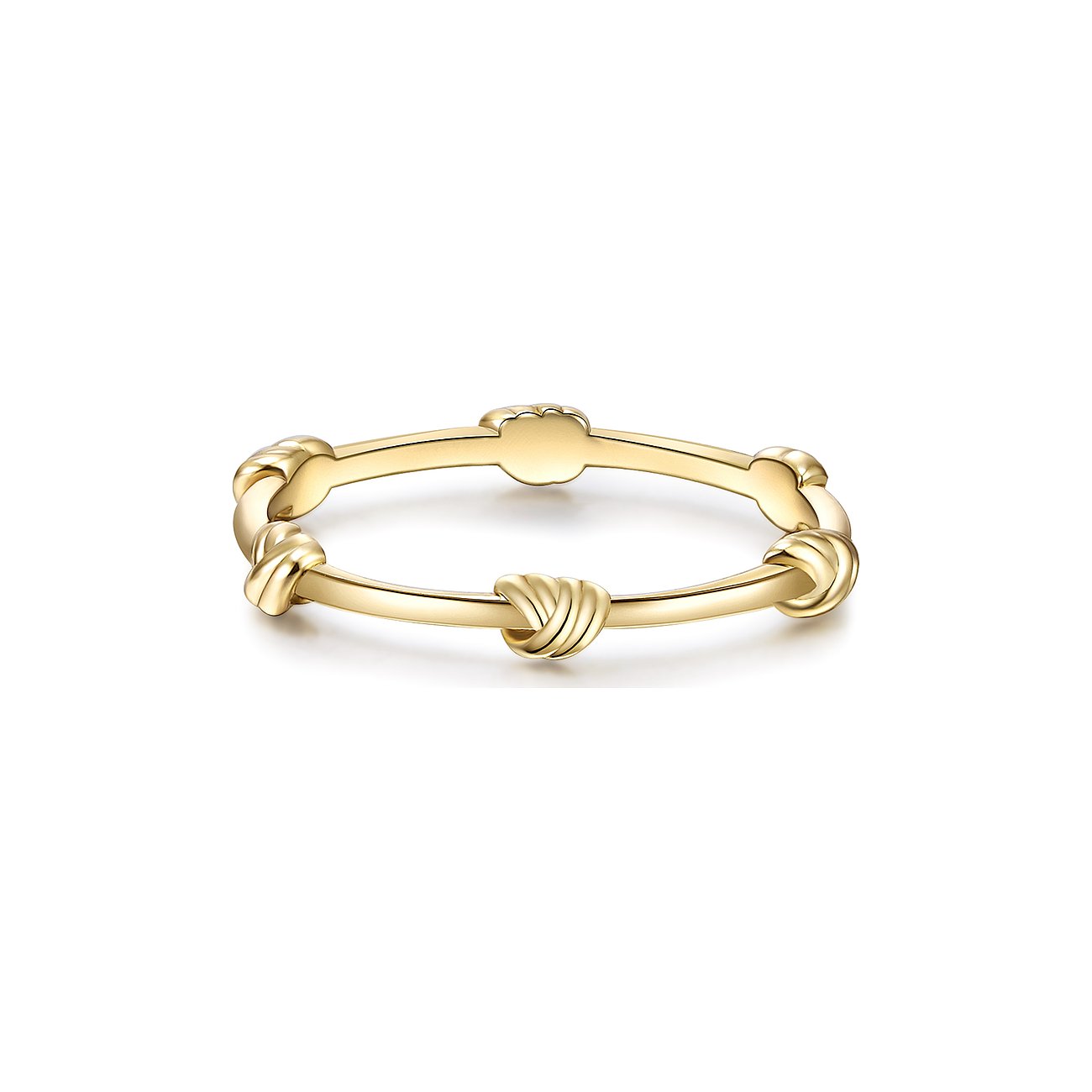 Glanzstücke München Ring aus 925er Silber in Goldfarbe, verziert mit mehreren Knotenstrukturen.