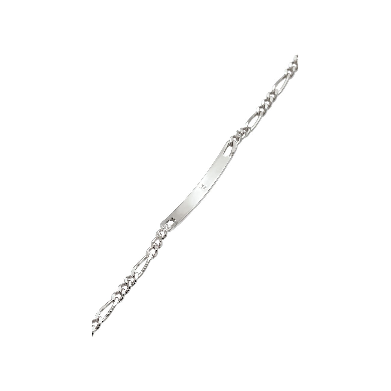 Bracciale Kuzzoi in argento 925: un bracciale a maglie lucido con una piastra identificativa lucidata al centro.