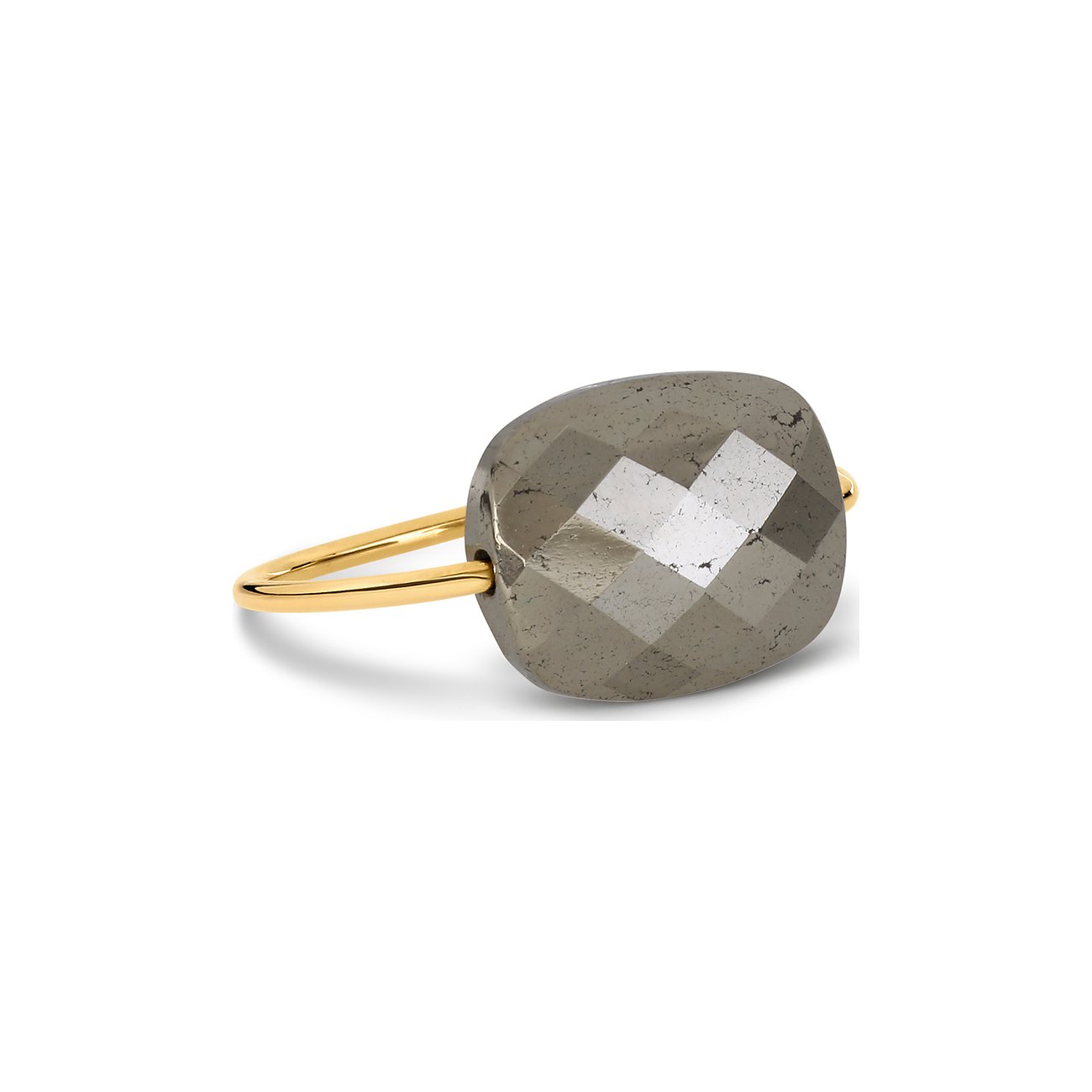 Morganne Bello Ring aus 750er Gelbgold mit einem kissenförmigen, facettierten Farbstein.