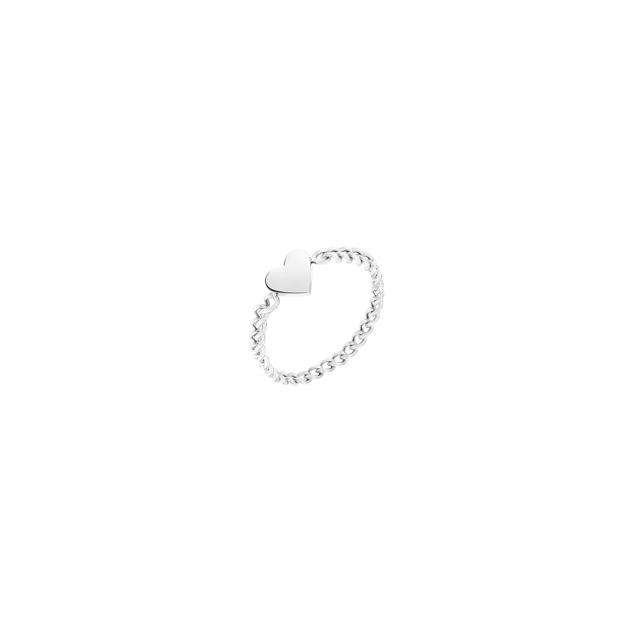 Ein silberner Tamaris Ring aus Edelstahl mit einer Gliederkette als Band und einem polierten Herz-Design.