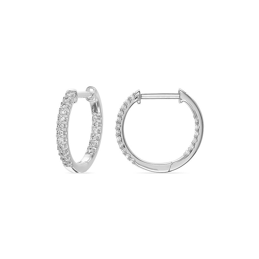 CHRIST Ohrringe aus 585 Weißgold mit Diamanten, creolenform.